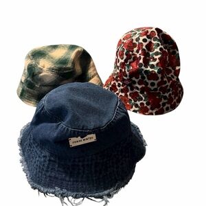 Kids Bucket Hat Set - Blue, Green, Red